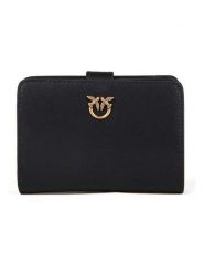 Pinko Skórzany portfel w kolorze czarnym - 14 x 8 x 2 cm rozmiar: onesize. Czarne portfele damskie Pinko, bez wzorów, z materiału. Za 523.38 zł.