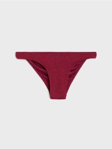 Jednolity dół od bikini z wykończeniem typu shell - bordowy. Czerwone bikini damskie Sinsay, bez wzorów. Za 19.99 zł.