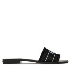 Klapki KARL LAGERFELD. Czarne klapki damskie Karl Lagerfeld, bez wzorów, bez obcasa. Za 419.99 zł.