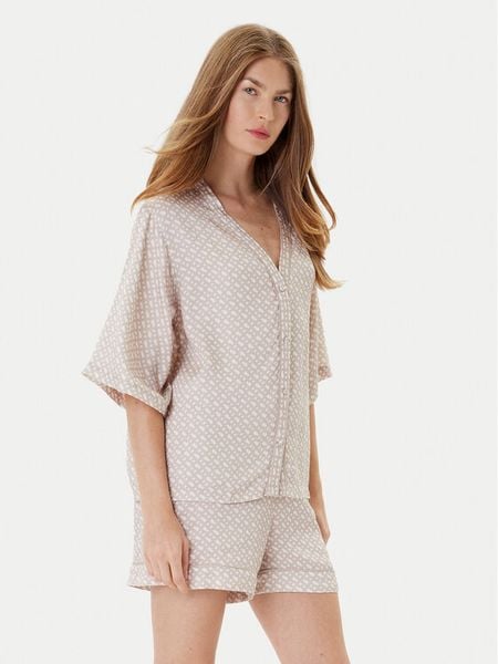 BOSS Koszulka piżamowa Sateen 50545615 Beżowy Relaxed Fit. Brązowe koszule nocne damskie Boss, xl, bez wzorów, z wiskozy, bez ramiączek. Za 289.99 zł.