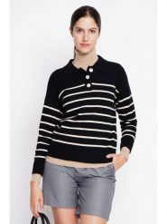 ASSUILI Sweter w kolorze czarno-białym rozmiar: 40. Białe swetry klasyczne damskie Assuili, bez kołnierzyka. Za 113.99 zł.