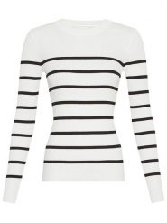 MOSS COPENHAGEN Sweter "Hasle" w kolorze białym rozmiar: M/L. Białe swetry klasyczne damskie MOSS COPENHAGEN, l, z wiskozy, bez kołnierzyka. Za 114.44 zł.