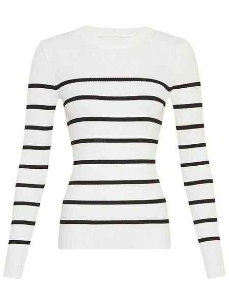 MOSS COPENHAGEN Sweter "Hasle" w kolorze białym rozmiar: M/L. Białe swetry klasyczne damskie MOSS COPENHAGEN, l, z wiskozy, bez kołnierzyka. Za 114.44 zł.