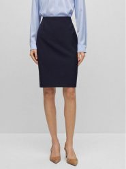 Boss Spódnica ołówkowa Vileah 50490036 Granatowy Slim Fit. Niebieskie spódniczki damskie Boss, bez wzorów, z wełny, ołówkowe. Za 489.99 zł.