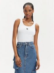 Hugo Top Datamia 50514489 Biały Slim Fit. Białe topy damskie Hugo, xs, bez wzorów, z bawełny, bez kołnierzyka. Za 129.99 zł.