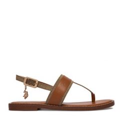 Sandały U.S. Polo Assn. Brązowe sandały damskie U.S. Polo Assn., bez wzorów, bez obcasa, na płaskiej podeszwie. Za 219.99 zł.