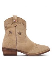 Tommy Hilfiger Kowbojki T3A5-35196-1429 Beżowy. Brązowe botki dziewczęce Tommy Hilfiger, bez wzorów, ze skóry, bez ramiączek. Za 534.99 zł.