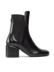 Patrizia Pepe Botki 8Y0018/L011-K103 Czarny. Czarne botki damskie Patrizia Pepe, ze skóry, bez obcasa, na słupku, bez zapięcia. Za 1,389.00 zł.