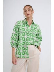 Josephine & Co Bluzka "Devan" w kolorze biało-zielonym rozmiar: 36. Białe bluzki damskie Josephine & Co, bez wzorów, z bawełny, bez kołnierzyka, bez ramiączek. Za 266.03 zł.