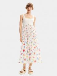 Desigual Sukienka letnia Vancouver 24SWVK58 Biały Regular Fit. Białe sukienki damskie Desigual, na lato, xl, bez wzorów, z syntetyku, bez kołnierzyka, bez ramiączek. Za 349.99 zł.