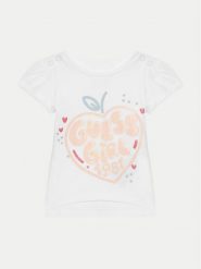 Guess T-Shirt A5GI01 K6YW4 Biały Regular Fit. Białe koszulki dziewczęce Guess, m, z aplikacjami, z bawełny, bez ramiączek. Za 49.99 zł.