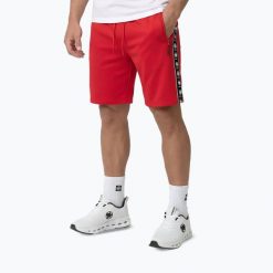 Spodenki męskie Pitbull Track Powers. Czerwone szorty męskie PITBULL, z elastanu, bez kołnierzyka. Za 189.99 zł.