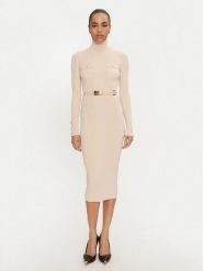 Elisabetta Franchi Sukienka dzianinowa AM-25B-46E2-V440 Écru Slim Fit. Sukienki damskie Elisabetta Franchi, bez wzorów, z dzianiny, bez kołnierzyka, bez ramiączek. Za 1,209.00 zł.