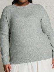 Sweter basic z domieszką wełny - szary. Szare swetry klasyczne damskie Sinsay, xl, z wełny, bez kołnierzyka. Za 49.99 zł.