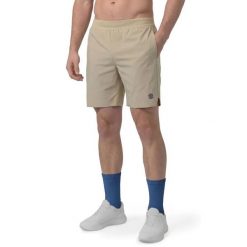 Męskie techniczne spodenki tenisowe Siroko Velozix Beige. Brązowe szorty męskie SIROKO, bez wzorów, z materiału. Za 260.00 zł.
