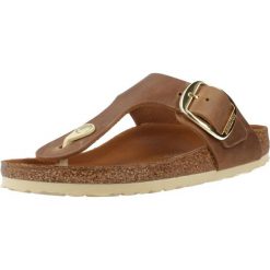 Japonki unisex Birkenstock 1018785. Brązowe klapki damskie Birkenstock, bez wzorów, z materiału, bez obcasa. Za 906.00 zł.