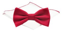 Czerwona Mucha Gładka, Jednokolorowa + Biała Poszetka - Chattier, Męska. Czerwone krawaty i muchy męskie Chattier, bez wzorów, eleganckie. Za 59.00 zł.