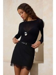 Trendyol Spódnica w kolorze czarnym rozmiar: 34. Czarne spódniczki damskie Trendyol, bez wzorów, z koronki, z podwyższonym stanem, mini. Za 95.99 zł.