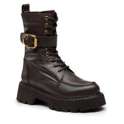 Botki Badura. Brązowe botki damskie Badura, bez obcasa, na płaskiej podeszwie, bez zapięcia. Za 429.99 zł.