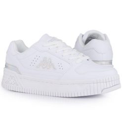 Buty damskie trampki sportowe Kappa EMELA. Białe trampki i tenisówki damskie Kappa, bez wzorów, z gumy. W wyprzedaży za 139.00 zł.