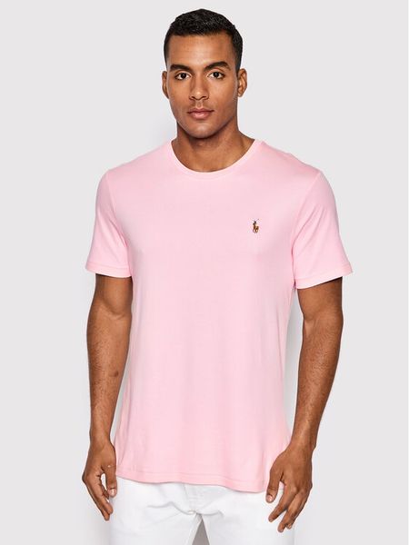 Polo Ralph Lauren T-Shirt 710740727010 Różowy Slim Fit. Czerwone koszulki polo męskie Polo Ralph Lauren, m, bez wzorów, z bawełny, bez ramiączek. Za 269.99 zł.