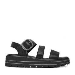 Sandały Remonte. Czarne sandały damskie Remonte, bez wzorów, bez obcasa, na płaskiej podeszwie. Za 369.99 zł.