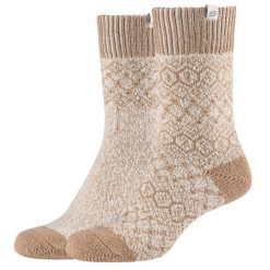 Skarpetki sportowe dla dorosłych 2PPK Wm Casual Cozy Jacquard Socks. Brązowe skarpetki damskie Skechers, bez wzorów, z elastanu. Za 29.99 zł.