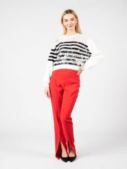 Pinko Sweter "Carreno" | 1G1744 Y83L | Kobieta | Biały, Granatowy. Białe swetry klasyczne damskie Pinko, l, z bawełny, bez kołnierzyka. W wyprzedaży za 419.00 zł.
