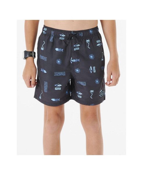 Spodenki surfingowe chłopięce Rip Curl Tube Heads Sun Volley Mesh -Bo czarny. Czarne szorty męskie Rip Curl, z meshu, bez kołnierzyka. Za 95.00 zł.