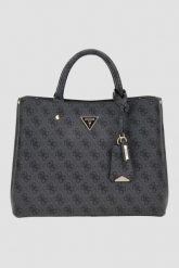 GUESS Szara logowana torebka damska Meridian. Szare torebki klasyczne damskie Guess, z aplikacjami, ze skóry ekologicznej, bez dodatków. W wyprzedaży za 529.99 zł.