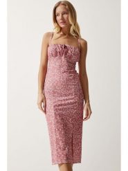 Happiness Istanbul Sukienka w kolorze jasnoróżowo-białym rozmiar: 40. Różowe sukienki damskie Happiness Istanbul, bez wzorów, bez kołnierzyka, bez ramiączek, midi. Za 60.99 zł.