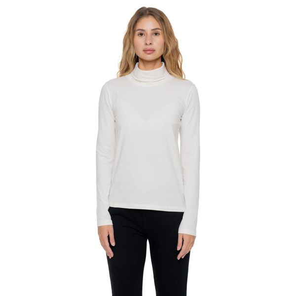 Langärmliges Rollkragen-T-Shirt für Damen mit Leone 1947 Nigdy bez plakietki. Białe t-shirty damskie LEONE 1947 APPAREL, bez wzorów, z bawełny, bez kołnierzyka. W wyprzedaży za 103.15 zł.