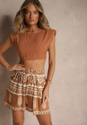 Brązowe Wiskozowe Szorty High Waist ze Wzorem Boho Lunadora. Brązowe szorty damskie Renee, bez wzorów, z wiskozy, boho, z podwyższonym stanem. Za 44.99 zł.