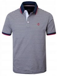 Męska Koszulka Polo - Pako Jeans - Granatowy Prążek. Niebieskie koszulki polo męskie Pako Jeans, l, bez wzorów, z bawełny, bez ramiączek. Za 129.00 zł.