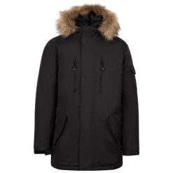 Kurtka Wodoodporna Męska Alexsander. Czarne kurtki męskie Trespass, l, bez wzorów, z materiału, z kapturem. Za 394.99 zł.