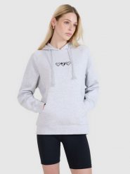 4F Bluza dresowa nierozpinana z kapturem damska - szara XS. Szare bluzy z kapturem damskie 4f, xs, z bawełny. W wyprzedaży za 89.99 zł.