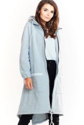 Ciepła długa bluza damska jak parka bawełna premium szara. Szare bluzy z kapturem damskie Infinite You, l, z bawełny. Za 319.00 zł.