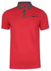 Różowo-Szara Elegancka Koszulka Polo -RANIR- 100% Bawełna, Męska, Krótki Rękaw. Czerwone koszulki polo męskie Ranir, l, bez wzorów, z bawełny, bez ramiączek. Za 69.00 zł.