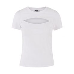 Damska krótka koszulka Urban Classics Cut Out. Białe bluzki sportowe damskie Urban Classics, bez kołnierzyka, bez ramiączek. Za 142.00 zł.