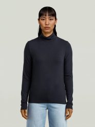 G-Star Koszulka w kolorze granatowym rozmiar: M. Niebieskie bluzki damskie G-Star, m, bez wzorów, retro, bez kołnierzyka, bez ramiączek. Za 147.91 zł.