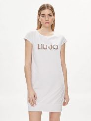 Liu Jo Sukienka codzienna VA4103 JS003 Biały Regular Fit. Białe sukienki damskie Liu Jo, na co dzień, s, bez wzorów, z bawełny, bez kołnierzyka, bez ramiączek, proste. Za 179.99 zł.