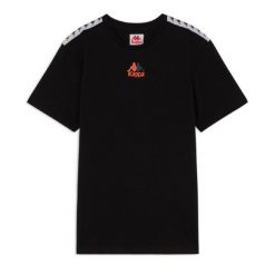 Koszulka turystyczna męska Kappa Corezo Logo Omnia. Czarne t-shirty sportowe męskie Kappa, l, z bawełny, bez ramiączek, do piłki nożnej. Za 51.49 zł.