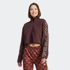 Bluza damska ADIDAS Gym & Pilates. Brązowe bluzy bez kaptura damskie Adidas, l, z materiału. Za 329.99 zł.