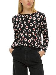 S.Oliver Koszulka w kolorze czarno-czerwono-kremowym rozmiar: 34. Brązowe bluzki damskie S.Oliver, s, bez wzorów, bez kołnierzyka. Za 102.45 zł.