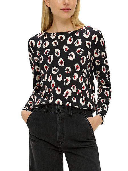 S.Oliver Koszulka w kolorze czarno-czerwono-kremowym rozmiar: 34. Brązowe bluzki damskie S.Oliver, s, bez wzorów, bez kołnierzyka. Za 102.45 zł.