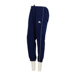 Second life - Damskie spodnie dresowe Jogger z białym lampasem - Jak nowy. Niebieskie spodnie sportowe damskie Adidas, l, z dresówki, na fitness i siłownię. Za 122.16 zł.