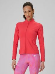 4F Bluza treningowa slim bez kaptura damska - koralowa S. Czerwone bluzy bez kaptura damskie 4f, s, bez wzorów, z materiału. Za 179.99 zł.