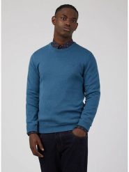 Ben Sherman Sweter w kolorze niebieskim rozmiar: S. Niebieskie swetry męskie Ben Sherman, s, bez wzorów, z bawełny, bez kołnierzyka. Za 122.96 zł.