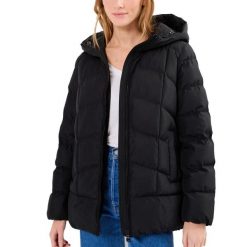 Kurtka GEOX W4628P T3144 Czarny. Czarne kurtki damskie Geox, bez wzorów, z puchu, sportowe, bez kaptura. Za 868.52 zł.