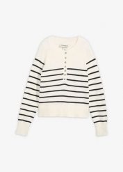 Sweter z czystej bawełny. Białe swetry klasyczne damskie bonprix, z bawełny, bez kołnierzyka. Za 159.99 zł.